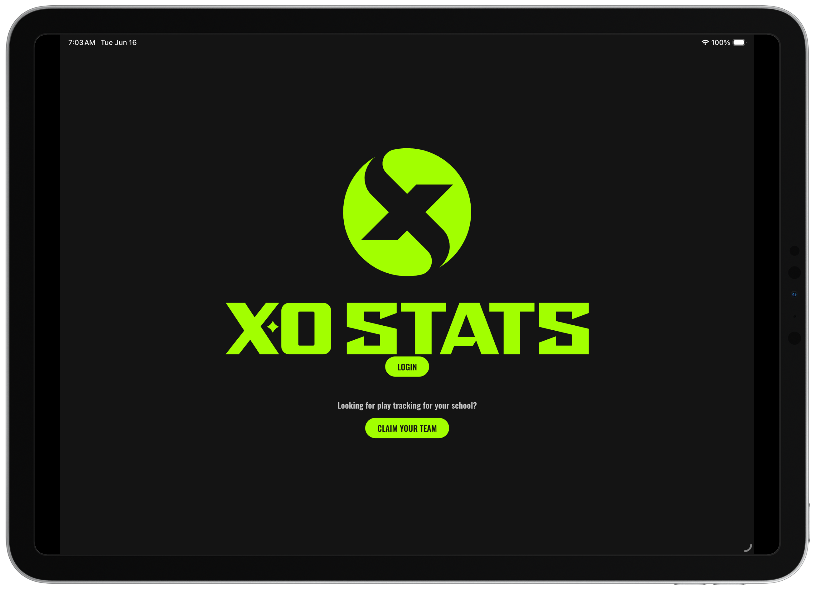 XO Stats live game board on iPad
